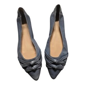 Nine West Slate Blue Pointed Toe Knot Detail Flats
